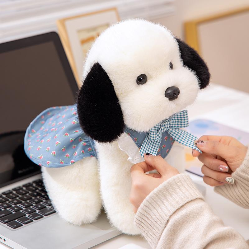 Cute Dressed Puppy Doll Plush Toy Girl Sleeping and Holding Doll Soft Dog Doll Pillow Birthday Gift