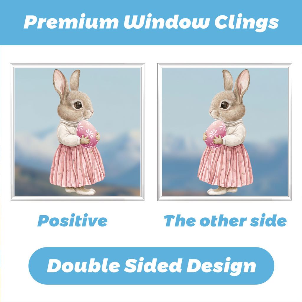Osterhase Fensteraufkleber Vinyl Wasserdicht Niedliche Kaninchen Deko für Zuhause Glastür Osterdekoration Frühlingsfest Geschenk 2026