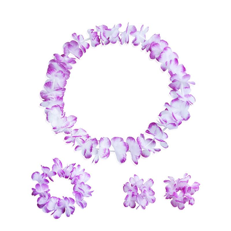 

4 шт./компл. гавайские искусственные цветы леи ожерелье гирлянда повязка на голову свадьба день рождения пляж тропическая вечеринка украшение A6