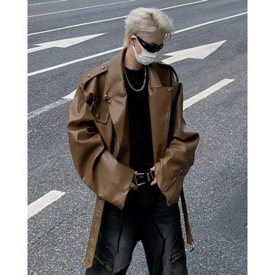 Men's Retro Street Style PU Leather Motorcycle Jacket