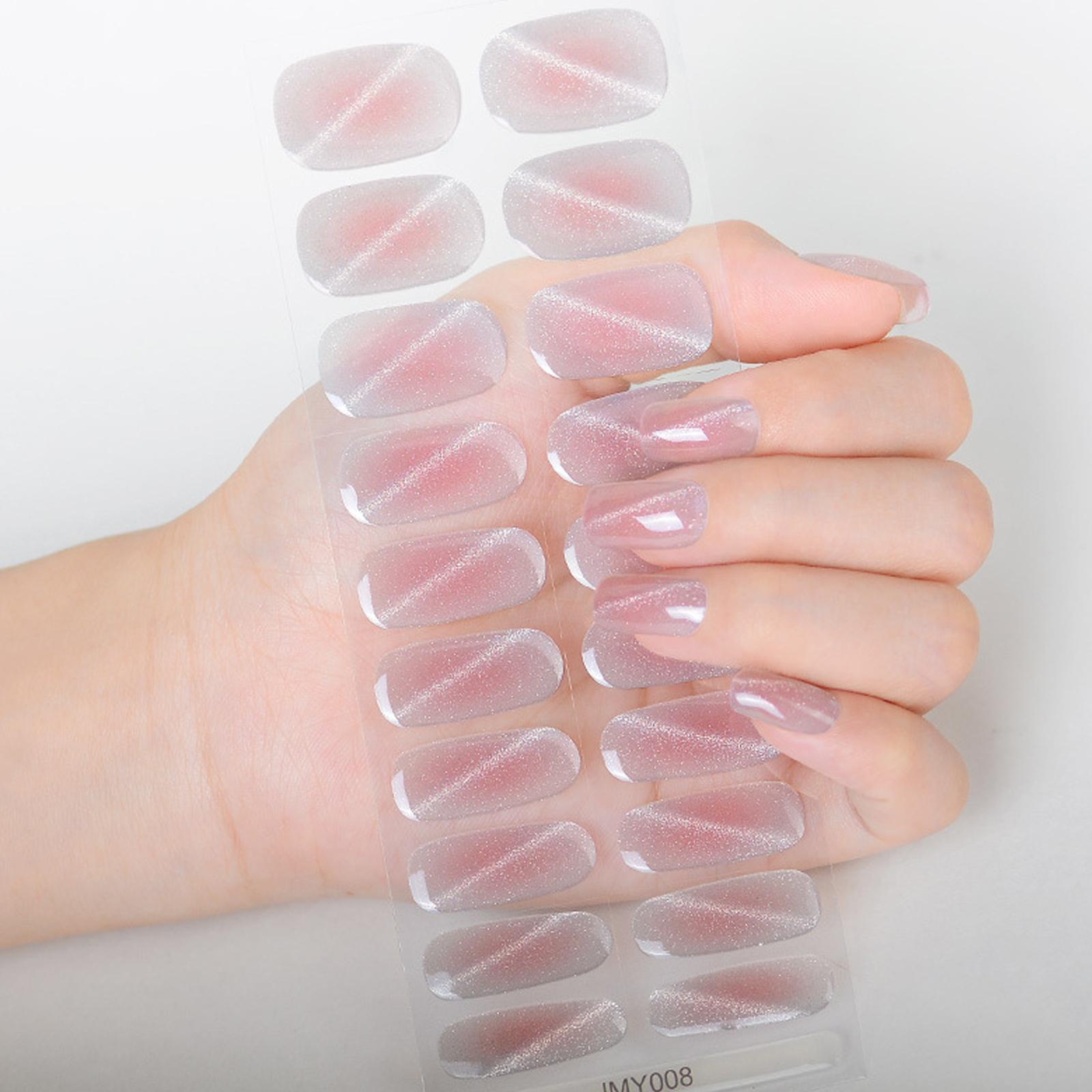 

Полуотвержденные полоски гелевого лака для ногтей, самоклеящиеся гелевые наклейки для ногтей «кошачий глаз», накладки для французского маникюра для женщин 13