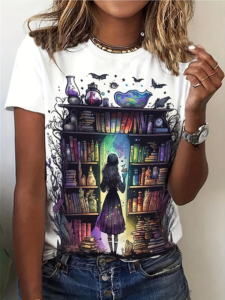 Loose Crew Neck Top Fashion Printed Short Sleeve Casual T-Shirts Women’s