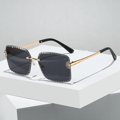 Nuovi Occhiali da Sole Rettangolari Vintage Donna Moda Quadrati Colorati Classici Casual Senza Montatura Senza Bordi Uomo Occhiali da Sole UV400