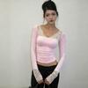 2026 Womens Sexy Lace Patchwork Slim Fit Long Sleeve T-Shirt Street Style Crop Top Daily Wear