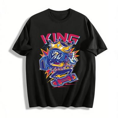 Street Skateboard King Vintage Graphic Tee Unisex Casual Top Pure Cotton T-shirt