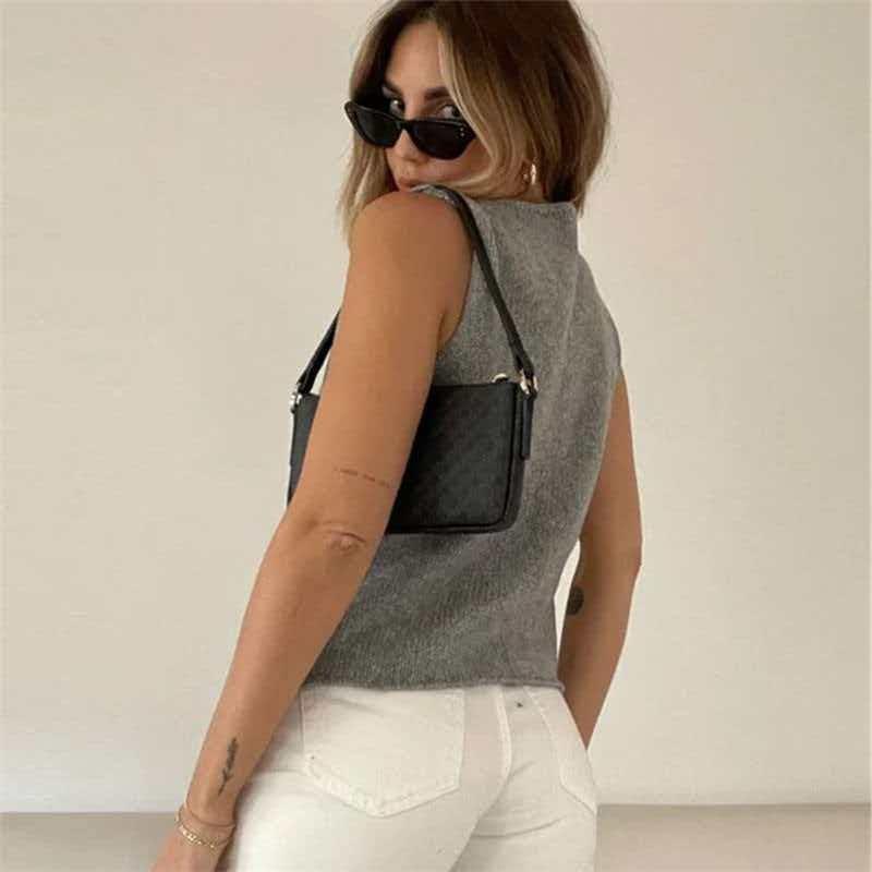 Sexy Vest for Women Summer New Sleeveless Hot Girl Knitted Top Cardigan Fashion