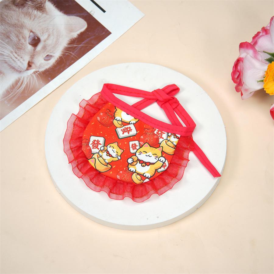 Pet festive bib puppet decoration scarf lace collar cat saliva towel small pet decoration