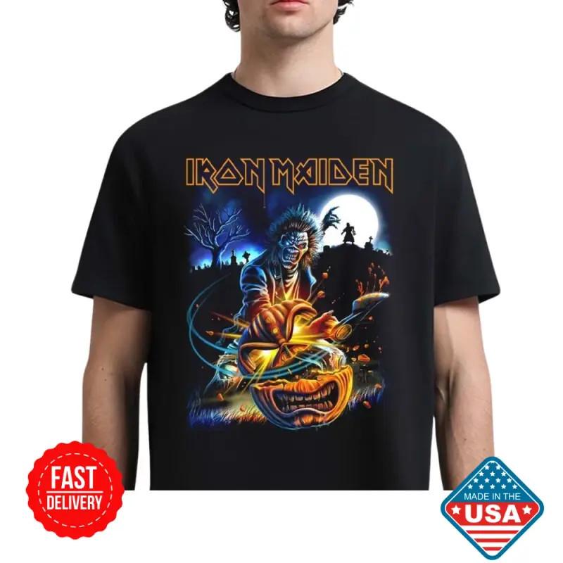 

Iron Maiden Halloween 2025 Eddie Pumpkin Slasher Shirt Gift for Friends Inspired Unisex T-Shirt S