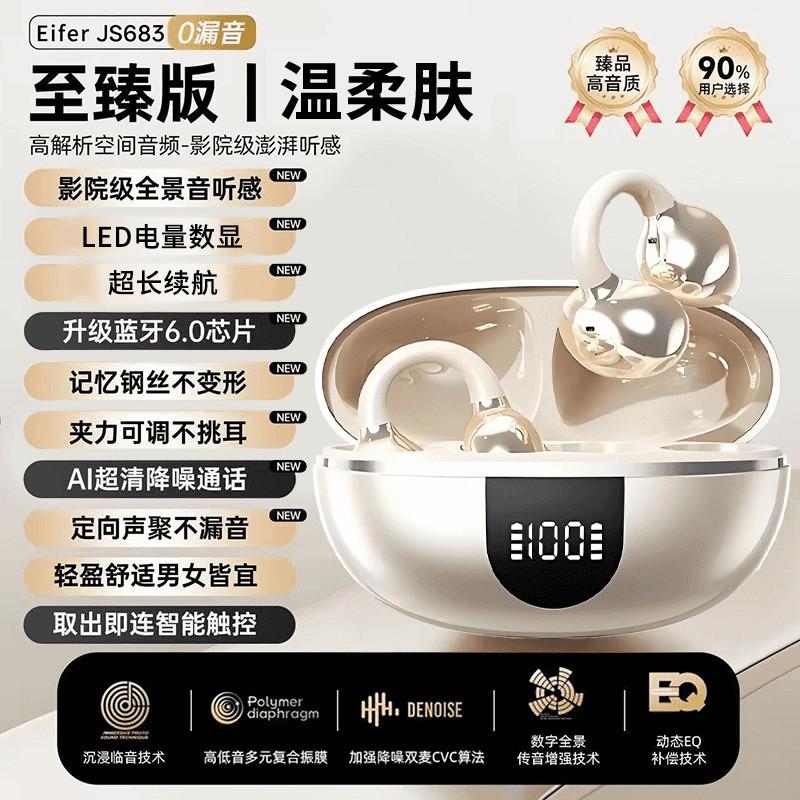 Wireless Ear-Clip Headphones Bluetooth 6.0 Open-Ear Stereo Sports Fitness Gym Running Sweatproof