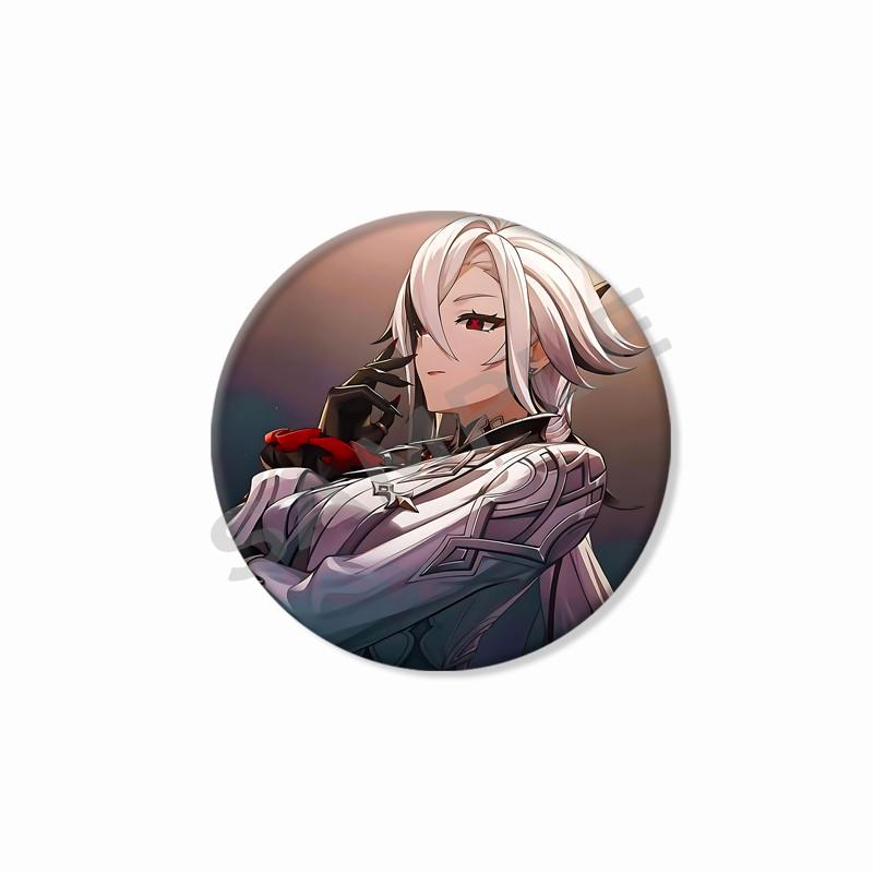 Creative Game Genshin Impact Brooch Cute Arlecchino Figure Lapel Pins Backpack Shirt Clothes Accessories Badge Collectible Gifts