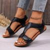 New European and American Style Velcro Flat Sandals Women's Large Size Fish Mouth Roman Shoes Comfortable and Breathable Beach Wear