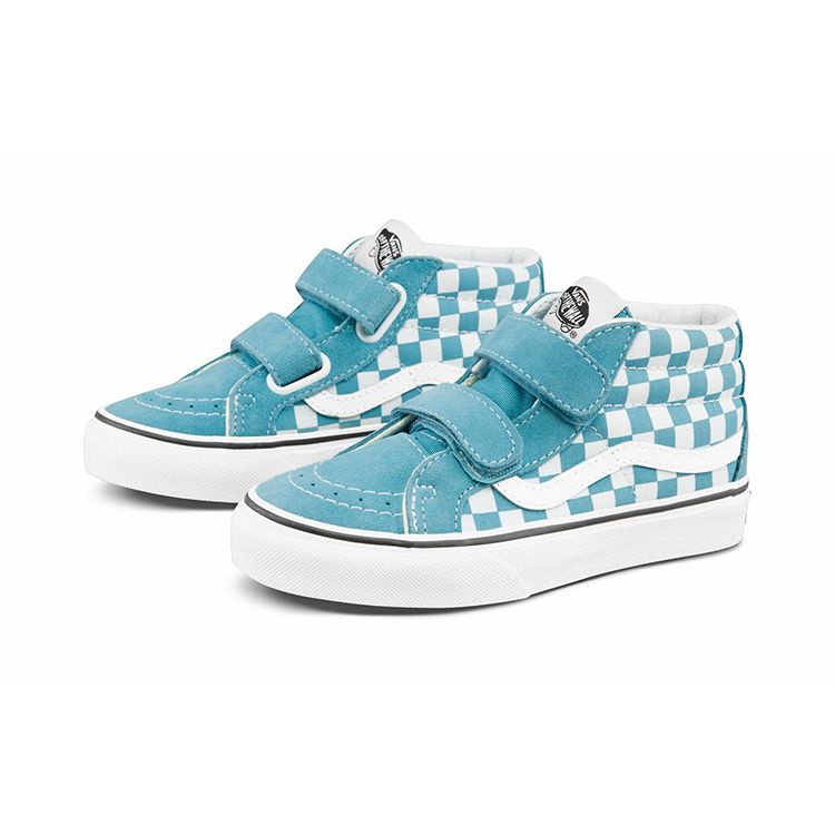 Vans Sk8 Reissue Checkerboard Retro Mid-Top Kids Skate Shoes Blue White Kids Sneaker VN0A346Y30Y