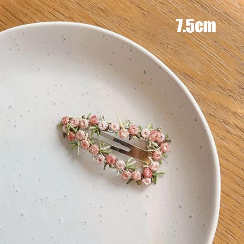 

Розовая заколка для волос с вышивкой в виде цветка для девочек, заколки-автоматы, заколка для волос Любовь , милая заколка, детская заколка для непослушных волос, челка, боковой аксессуар для волос