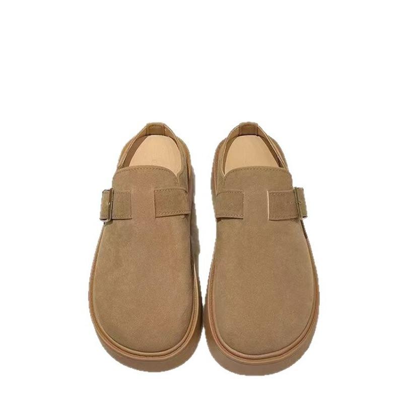 Erhöhen Sie die Höhe eines Pedals, Lazy-Bag-Kopf, halbgeschleppte Baumwollpantoffeln, Winter neue dickbödige Samt-Schlepp-Damen-Oberbekleidung