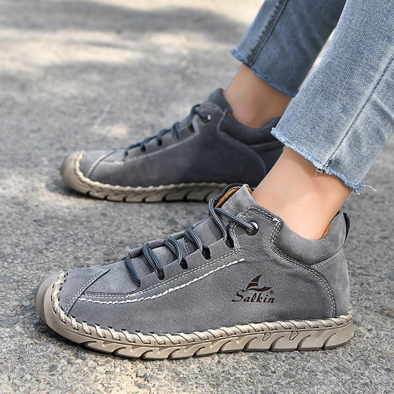 Large Size Hand-stitching Ankle Boots For Women Casual Shoes Split Leather Shoes Women Loafers Moccasins Women Flats Shoes