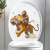 Playful Tiger Monkey Fish Toilet and Wall Sticker Set Self-Adhesive Removable Decal for Bathroom WC Decoration