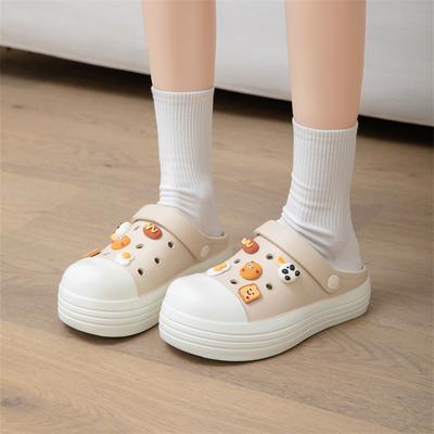 Women's New Summer Thick Soles Increase Height, Wear Sweet Cartoon Ins Fashion Bag Head Slippers