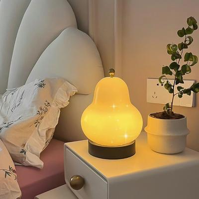 Candeeiro de Mesa de Vidro em Forma de Pera 3 Modos de Iluminação Adequado para Mesa de Cabeceira Quarto Escritório Sala de Estar Luz Noturna Decorativa Decoração de Casa