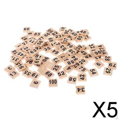 5x100 Pieces Wooden Puzzles Numbers Tiles Wood Crafts Kids Creative Game Toy