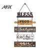 Decorative Wooden Letters for Wall Kitchen Decor, 5 Panel Bless Food Family Love Splicing Art Hanging Sign, Farmhouse Dining Room Living Pastoral