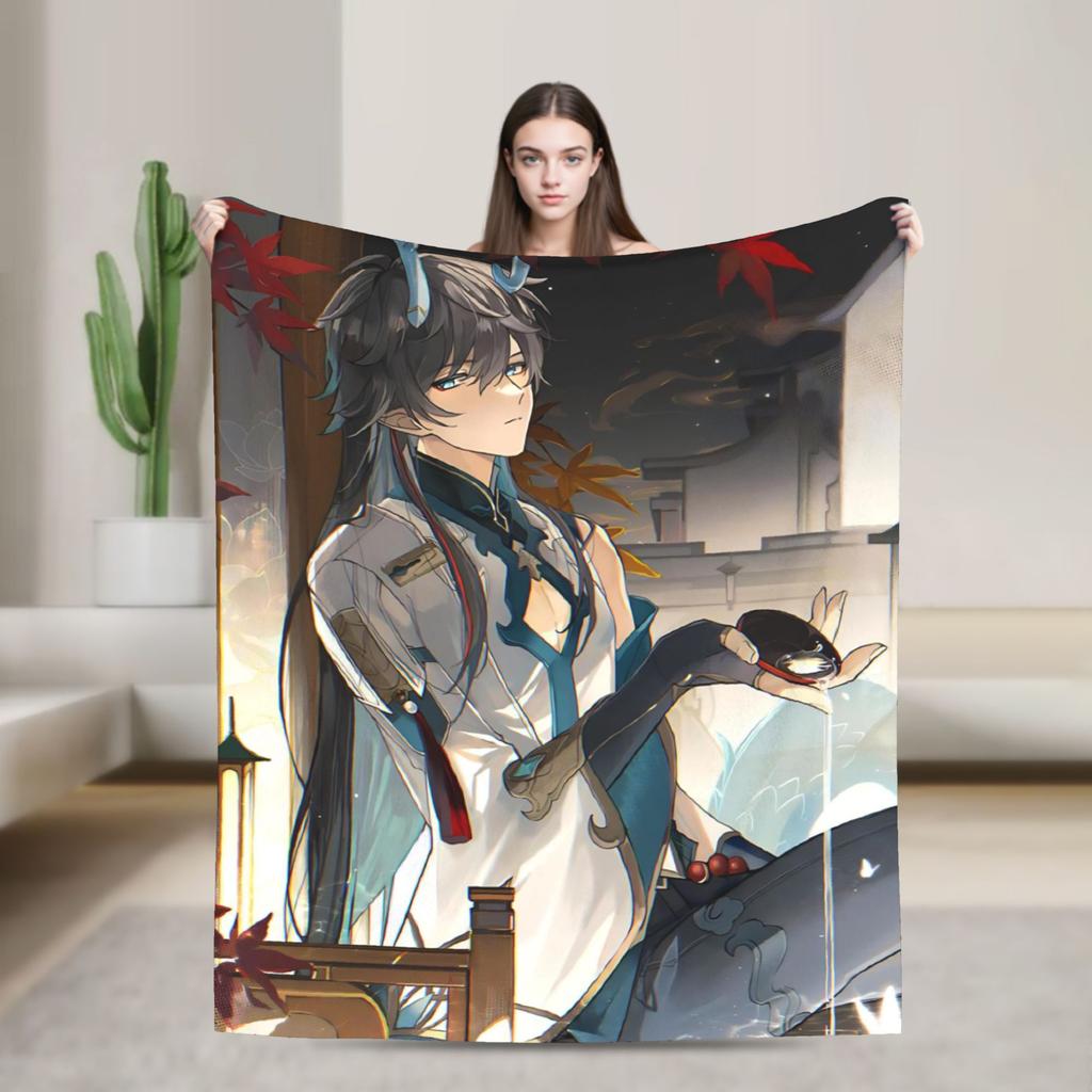 Super Warm BlanketKids Adult Camping Honkai Star Rail Throw Blanket  Flannel Bedspread For Outdoor Novelty Sofa Bed Cover
