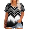Plus Size Women's Fashion Casual Vintage Printed O-Neck Short Sleeve Button T-Shirt Top