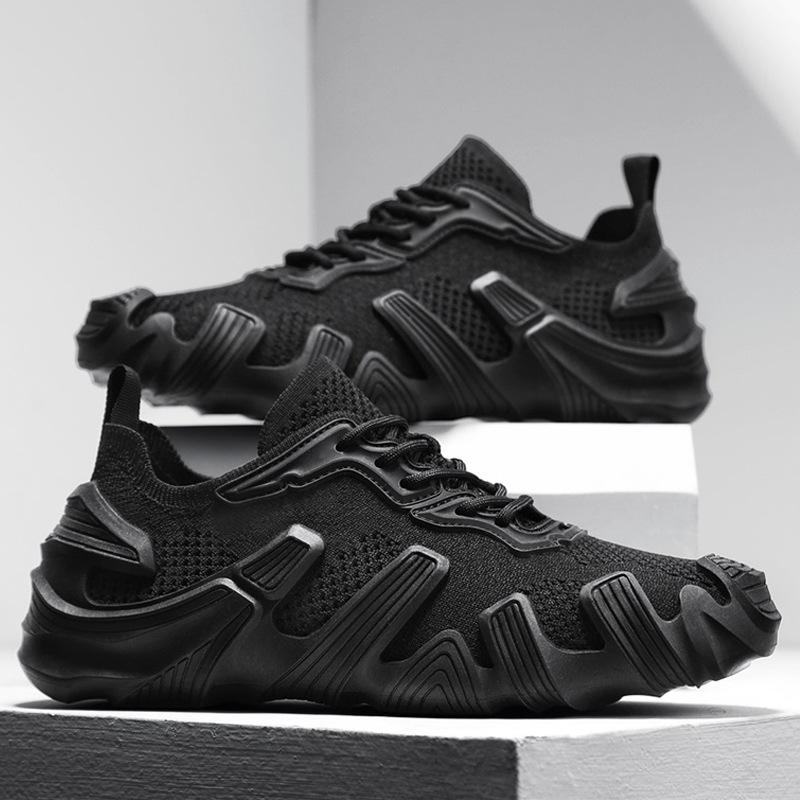 Men's Shoes 2025 New Spring Thin Mesh Breathable Fly-woven Mesh Shoes Men's Sports Platform Fashion Socks Trendy Shoes