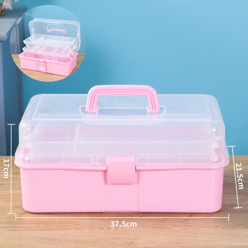 Składane Trójwarstwowe Przenośne Pudełko do Przechowywania, Duże Pojemnościowe Metalowe Pudełko na Narzędzia, Pudełko na Akcesoria do Zdobienia Paznokci, Pudełko do Przechowywania Artykułów Plastycznych i Akcesoriów