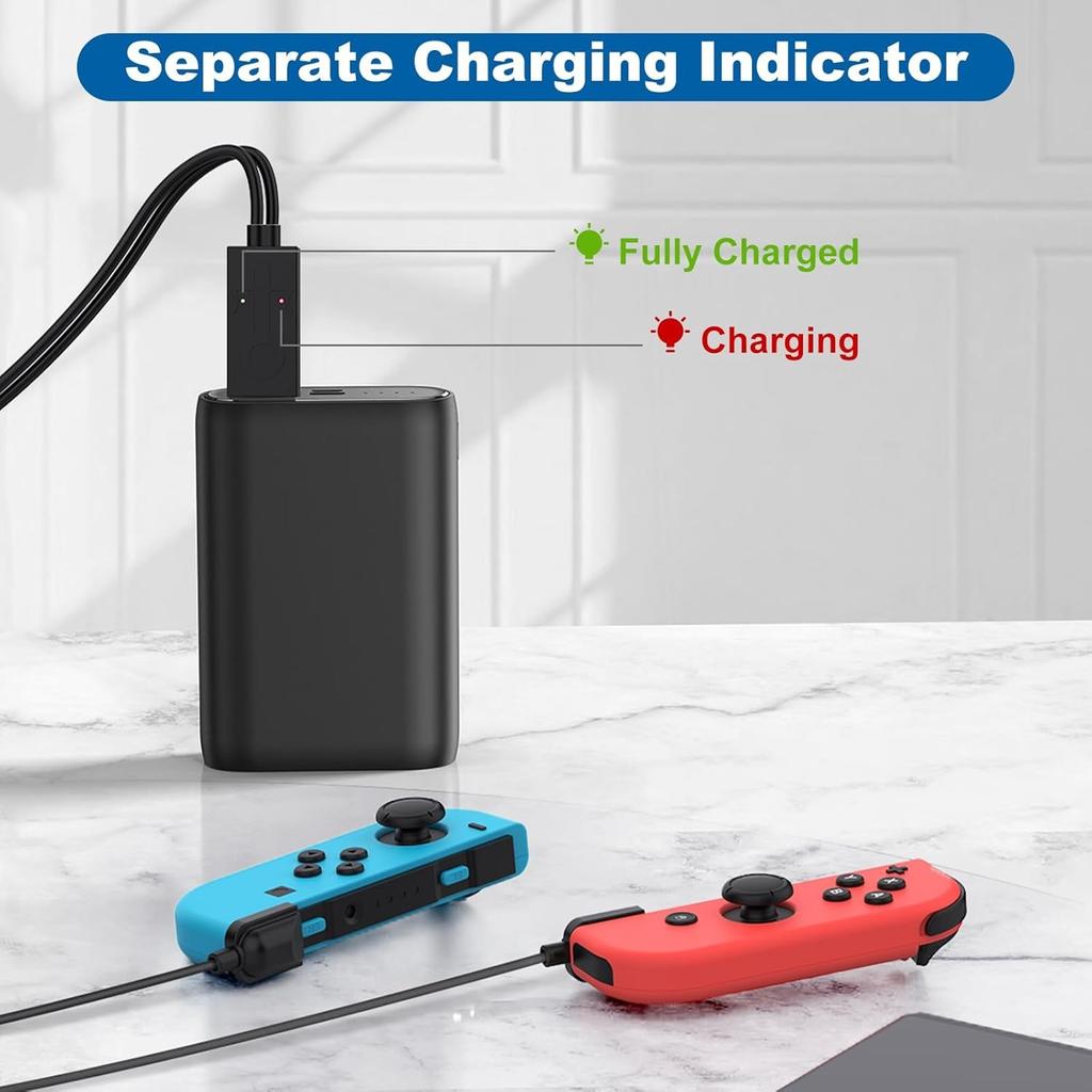 Tragbares Joy-con USB-Ladekabel Kurz für Nintendo Switch Controller mit LED-Anzeige Ersetzt Joy-con Ladestation, Reise-Ladekabel