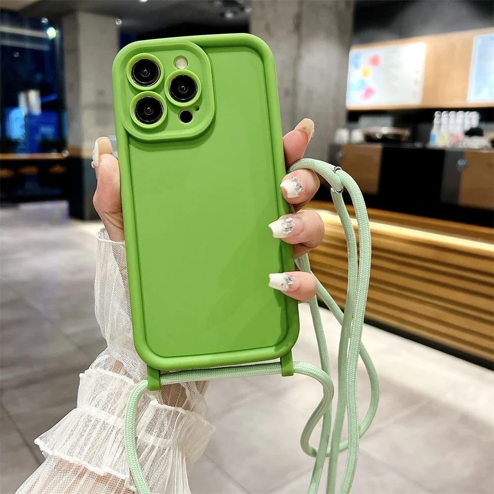 Phone Case For iPhone 14 13 15 Pro Max 12 11 X XR XS 7 8 Plus SE 2020 2022 Crossbody Adjustable Lanyard Strap Rope Soft Cover