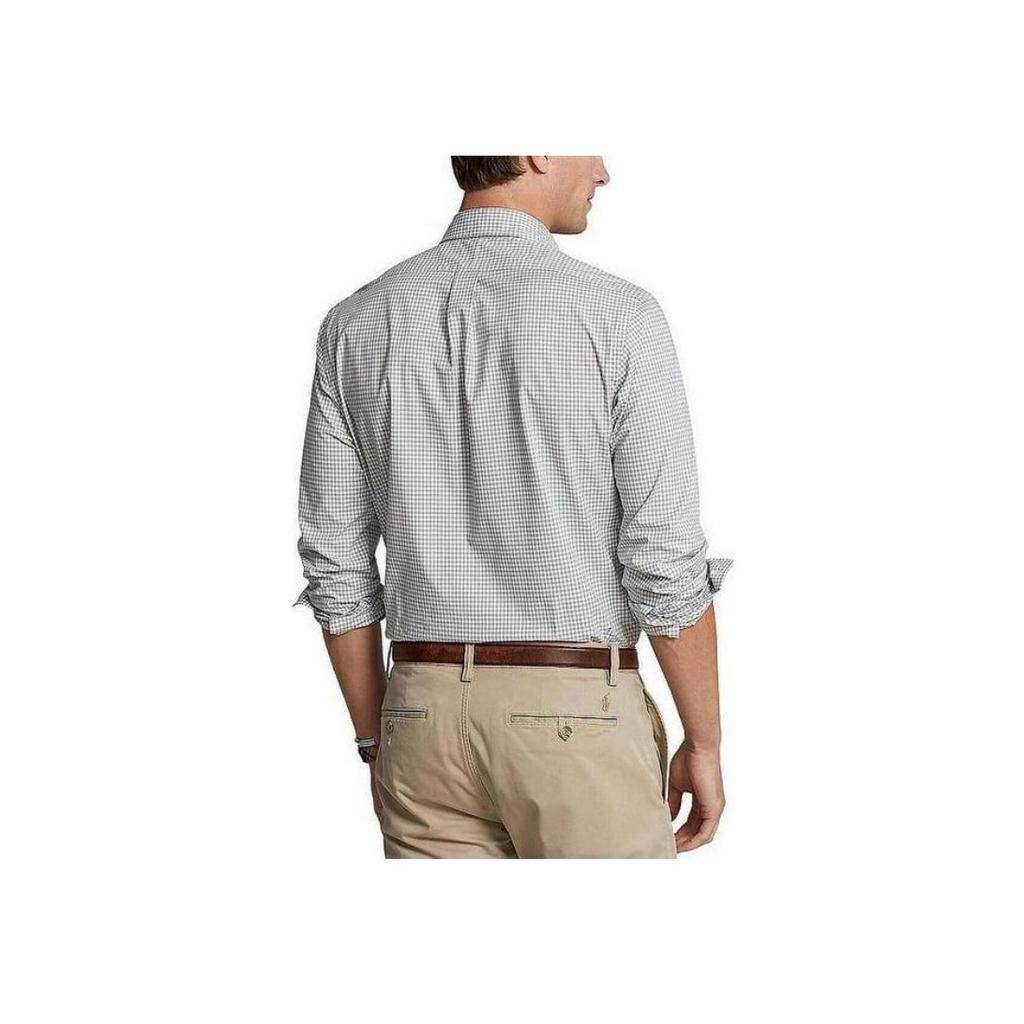 Polo Ralph Lauren Checkered Pony Logo Embroidered Twill Long Sleeve Shirt Men Shirts Gray 710818109-002