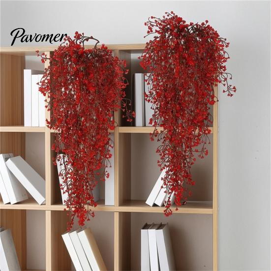 High End Festive Room Accents Artificial Hanging Red Admiralty Rattan, Realistic Simulation Plant, Decoration Flexible Bendable Christmas Garland