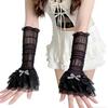1 Pair Thin Lace Lace Arm Sleeves Bowknot Design Breathable Lace Fingerless Gloves Sun Protection Sleeves Daily Wear