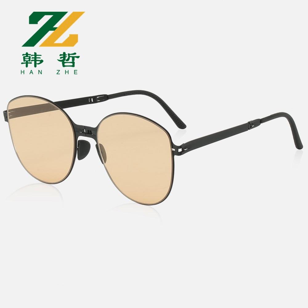 New thin folding sunglasses fashionable screwless large frame sunglasses slim plain glasses biscuit sunglasses