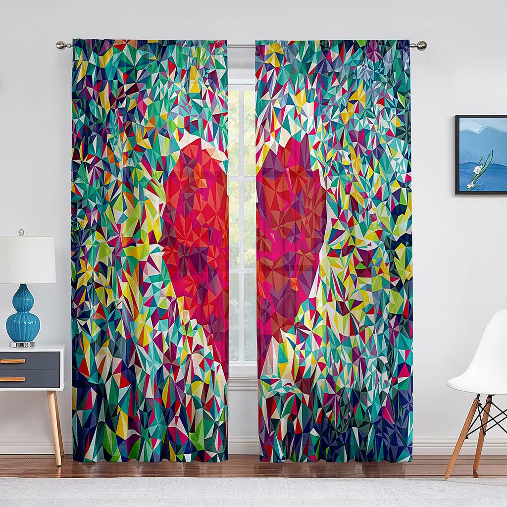 Psychedelic Multi Colour and Trippy Art Tulle Curtain for Living Room Bedroom Decor Sheer Curtains Room Kitchen Window Treatment