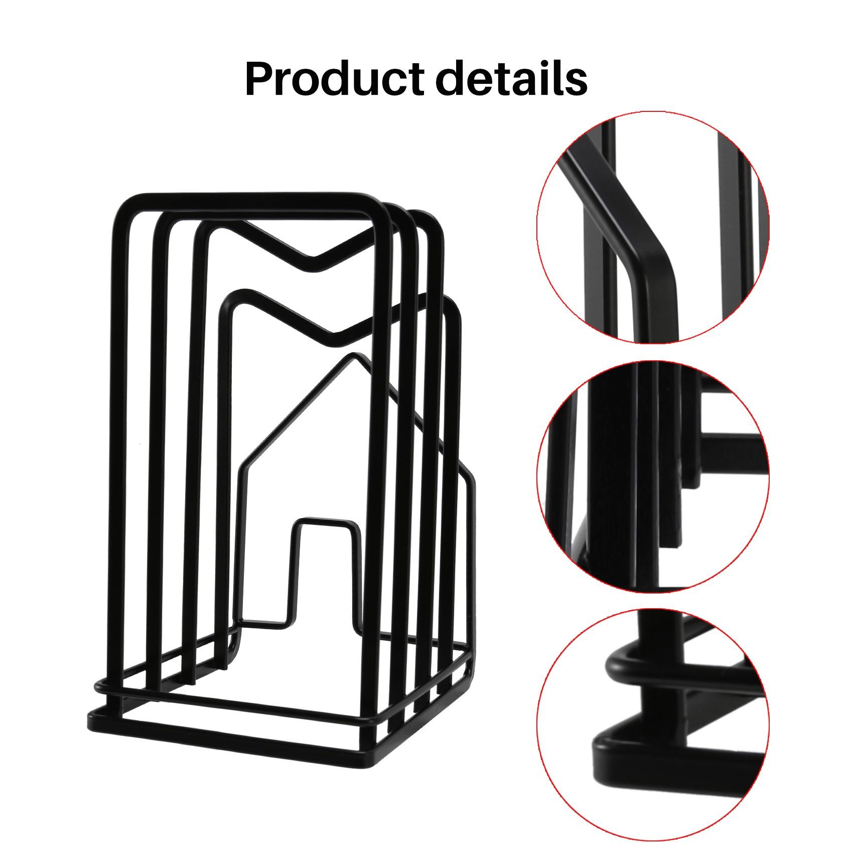 

Chopping Board Organizer Stand Holder Cutting Board Rack Kitchen Countertop Pots Pan Lids Rack Organizer Flat Steel чорний