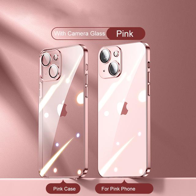 

Ультратонкий чехол Luxyry с квадратной рамкой и прозрачным покрытием для Iphone 14 13 12 Mini 11 Pro Max X Xs Xr Se 7 8 Plus, мягкая обложка со стеклом For iPhone 13Pro Max