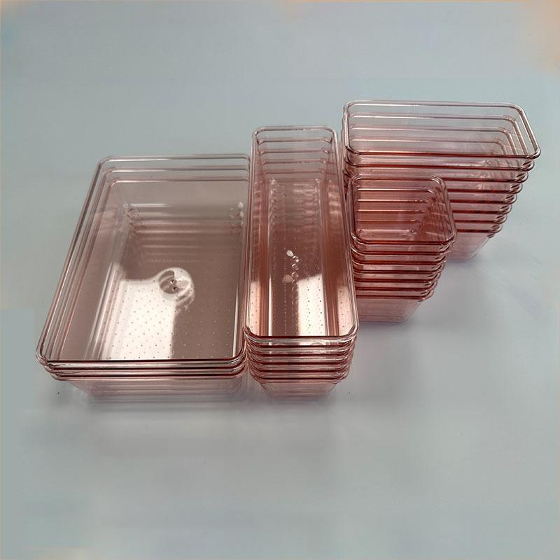 25 PCS Clear Plastic Drawer Organizer Set, 4 Sizes Desk Drawer Storage Bins for Makeup, Jewelry, Gadgets for Kitchen, Bedroom, Bathroom, Office