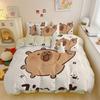 Motivo capibara dei cartoni animati, Set di biancheria da letto in microfibra, Biancheria da letto per bambini con cerniera, Decorazione per la stanza, Copripiumino per adolescenti e adulti, Set da 3 pezzi