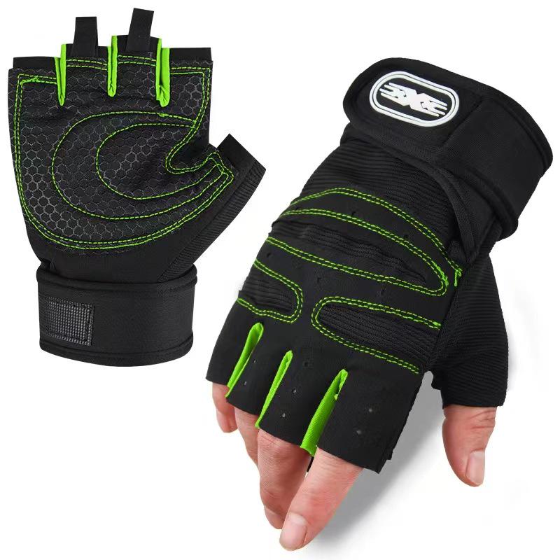 Unisex Non-Slip Fitness Gloves: Half-Finger Design with Wrist Support for Cycling, Barbell, and Training.