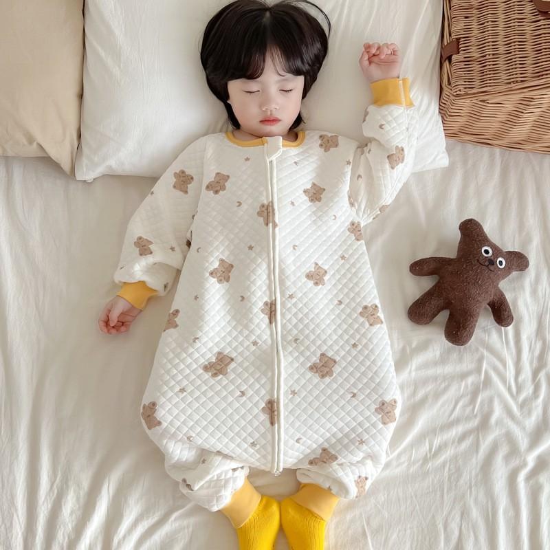 Winter Toddler Sleep Sack With Legs Cotton Pajamas Warm Thickened No-Seam Baby Sleepwear 1-3 Years