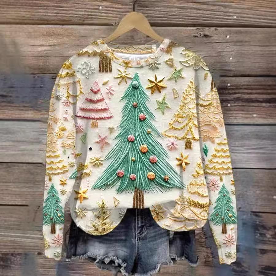 New Christmas Autumn/Winter Printed Round Neck Hoodie For Women