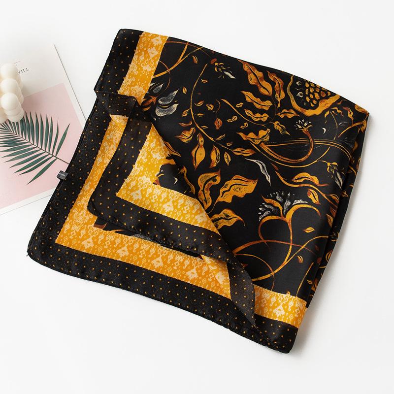 Small Floral 70 Small Square Scarf Women's High-end Scarf Fashion Commuter Printing Simulation Silk Scarf