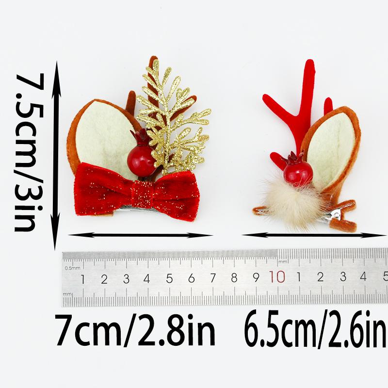 (2pcs) 6.5*7.5cm Christmas Antlers Hair Clip Hair Accessories Puff Christmas Wind Hair Accessories Cute Velvet Antlers Headband