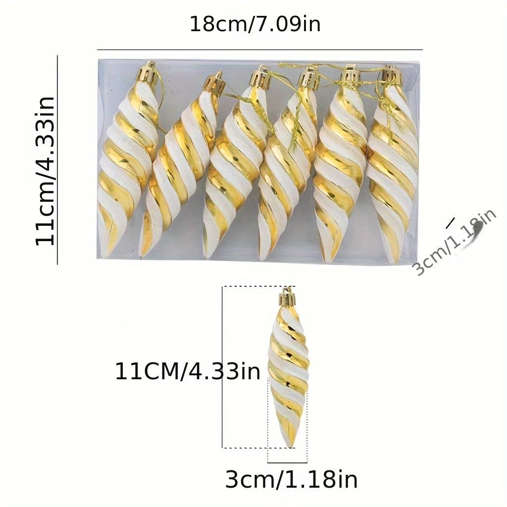 

New 6pcs Decorative Thread Cone Christmas Decorations Christmas Tree Decoration Props Painted Pointed Spiral Thread Christmas Ball Christmas Gift золотистий