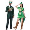 Halloween Vintage Wizard Of Oz Mad Hatter Couple Costumes Irish Lucky Green Elf Stage Outfits