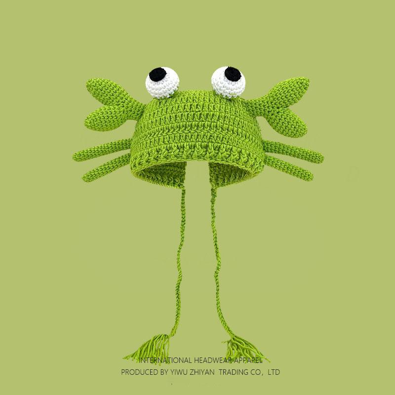 Ruffian Baby Monster Shrek Knitted Pullover Autumn and Winter Devil Long Braid Cartoon Handmade Wool Hat Tide