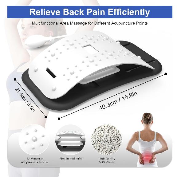 ZhanHao Back Stretcher for Lower Back Pain Relief,Adjustable Lumbar Traction Device, Ergonomic Spine Board with Acupressure Points,Back Massager for