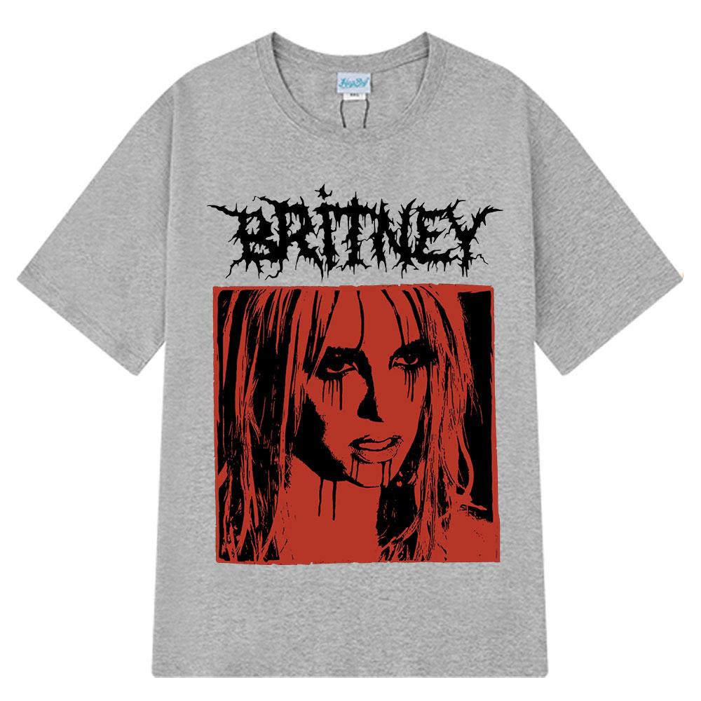 Britney Spears Metal Rock Graphic Vintage T-shirt Men Women Fashion Hip Hop T Shirts Short Sleeve Pure Cotton T Shirt