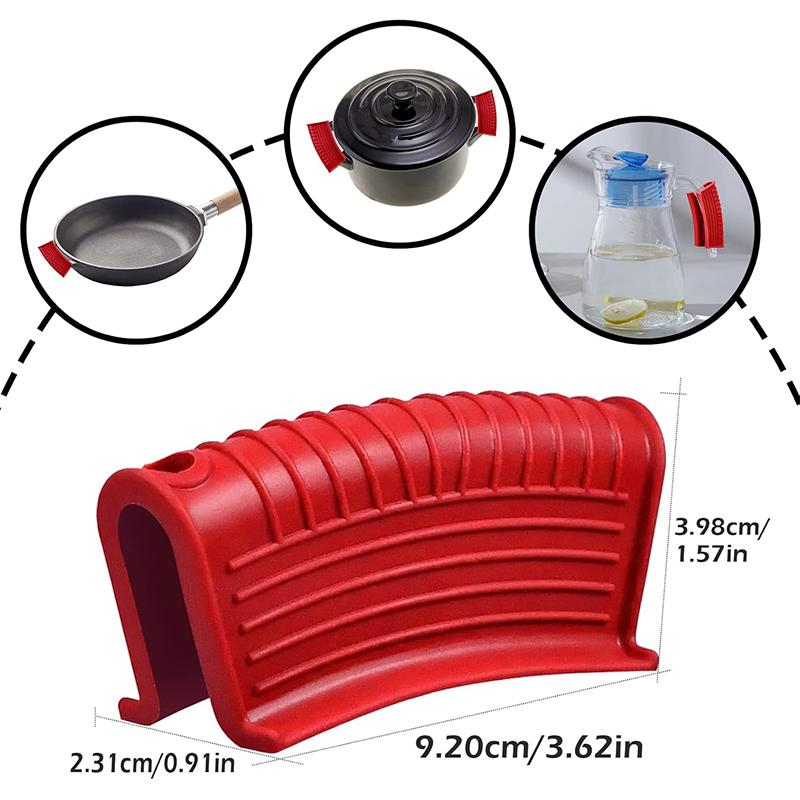 2 Pcs Silicone Assist Hot Pan Handle Holder Anti-slip Cast Iron Pan Skillet Handle Cover Heat Resistant Pot Holder Sleeves JT426